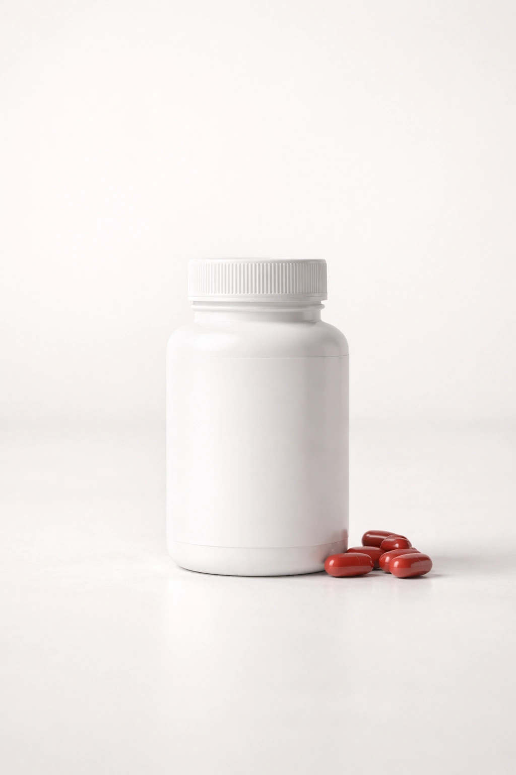 B12 dosage concept with supplement bottle on neutral background
