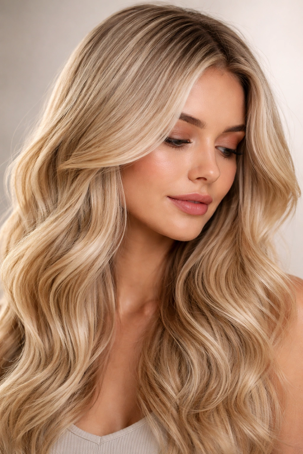 Babylights blonde with subtle dimension across the hair