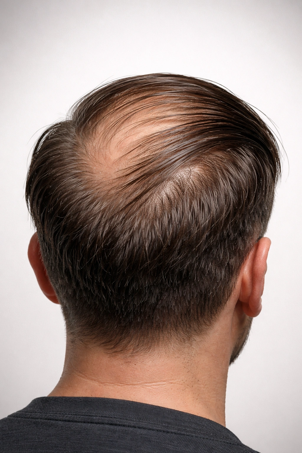 Head silhouette showing a poor comb-over styling as an example of mistakes