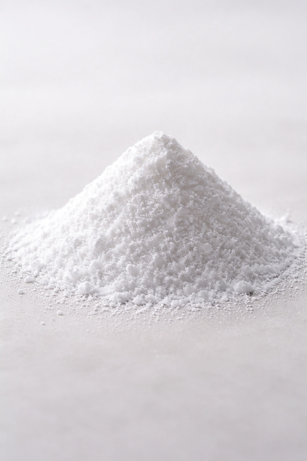Mound of baking soda on a plain surface