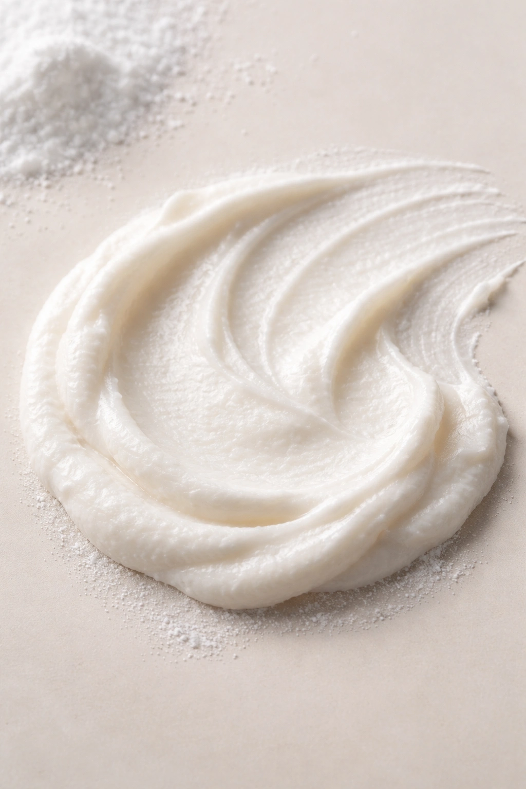 Creamy white baking soda paste on a clean surface