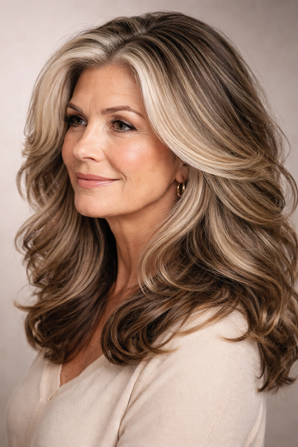 Thick hair with balayage and lowlights adding dimension