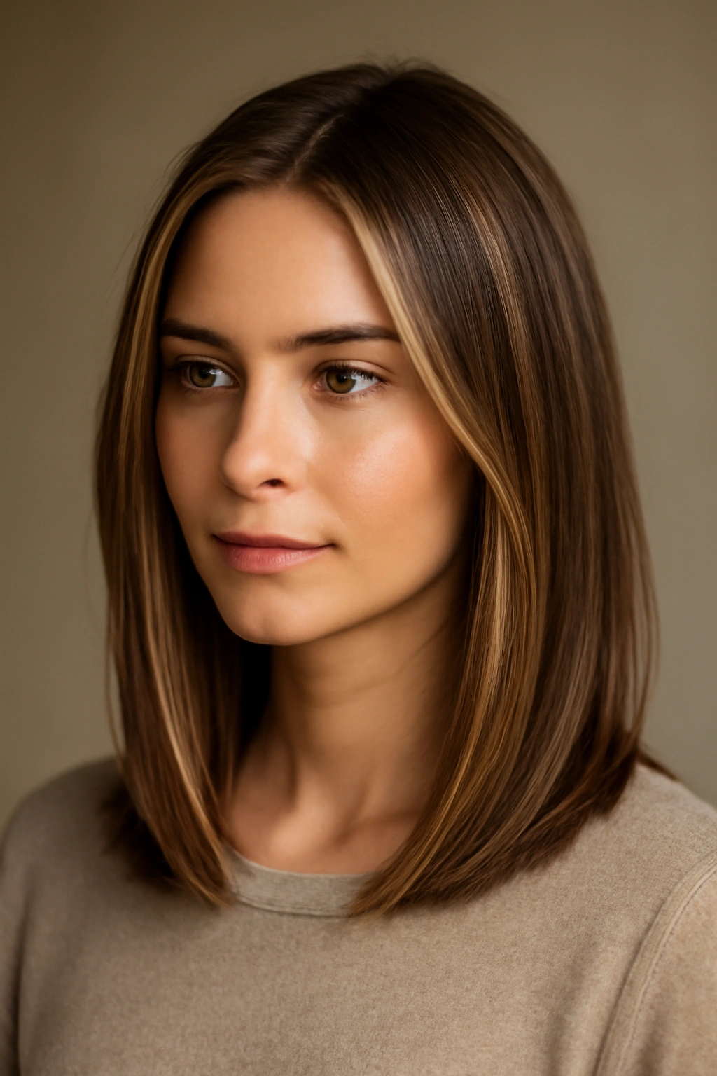 12 Straight Styles That Make Shoulder-Length Hair Look Amazing 8 Shoulder-length straight hair with subtle balayage highlights catching light