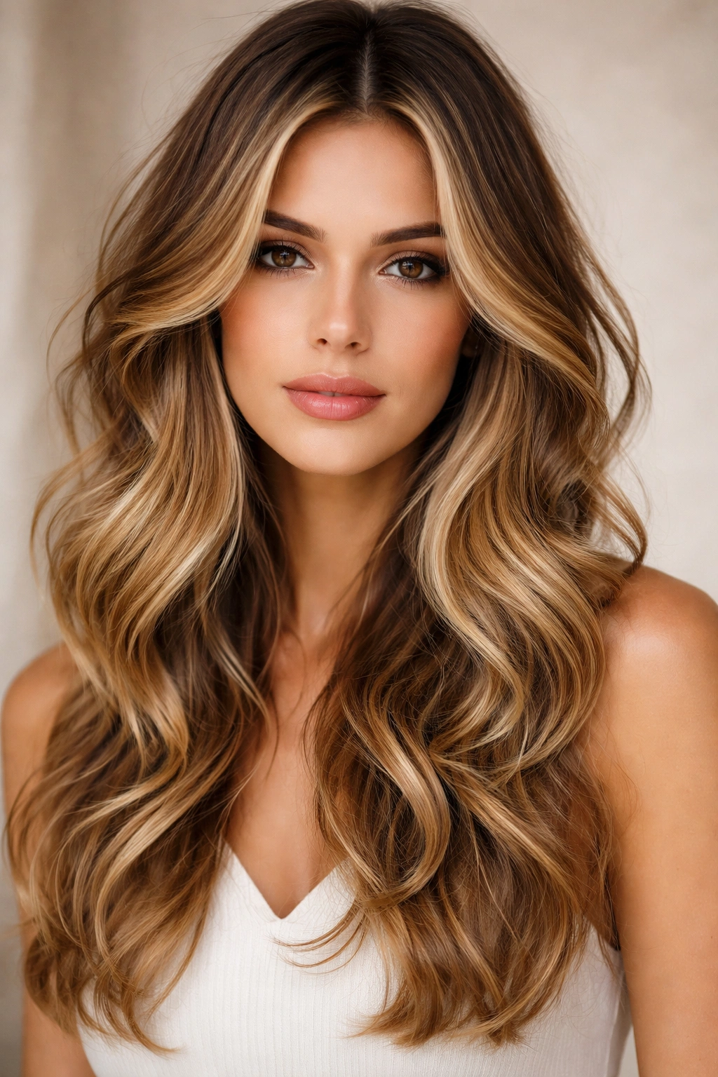 20 Long Face Hairstyles With And Without Bangs 10 Balayage highlighted wavy hair with shorter layers around crown and cheeks
