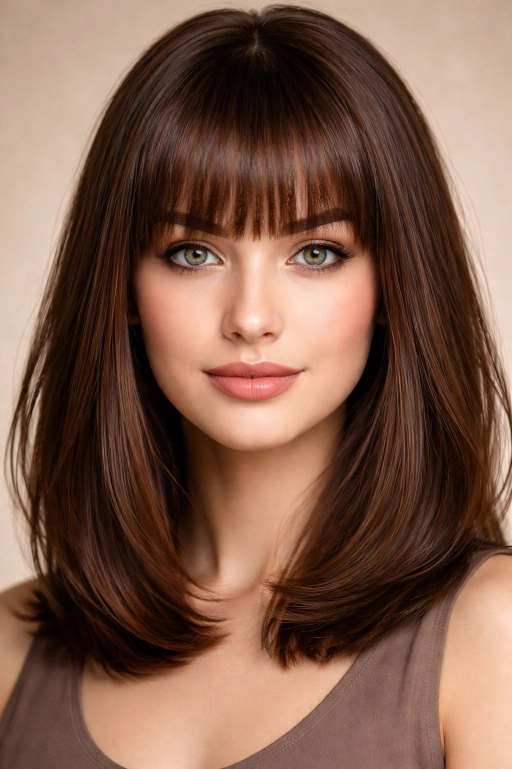 Close-up of a model's forehead showing a blunt fringe to illustrate bangs vs fringe terminology