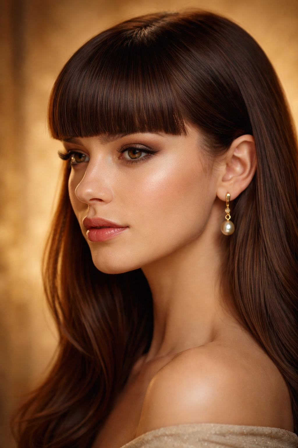 Historic-inspired fringe close-up with warm lighting