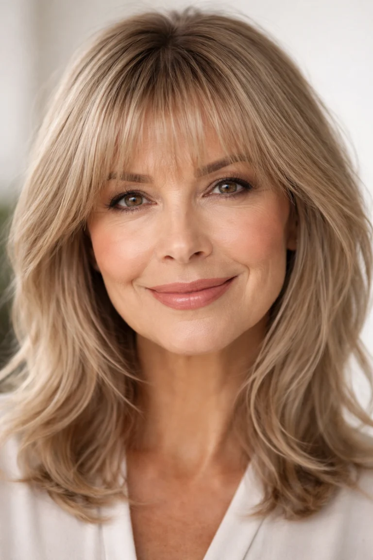 25 Hairstyles for Women Over 50 with Bangs