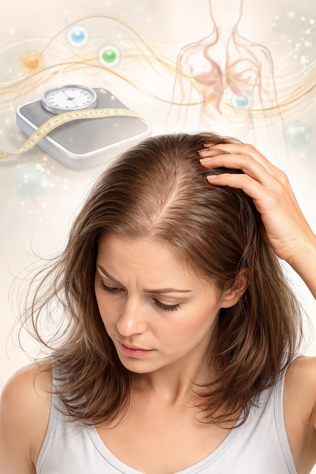 Head showing thinning hair after weight loss surgery