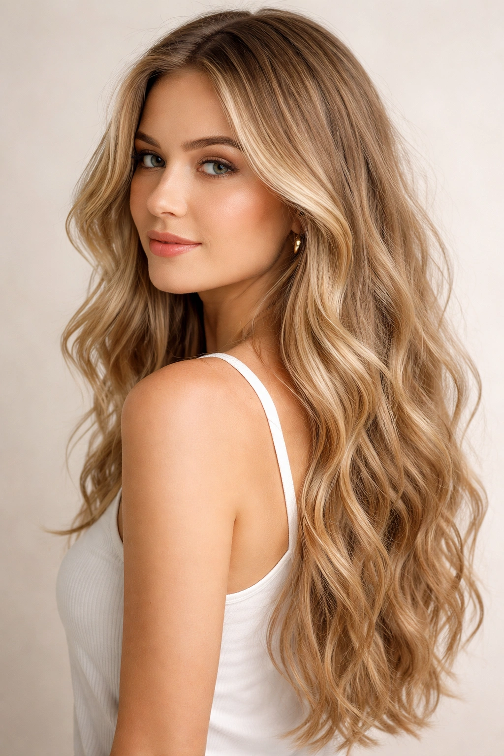 Natural beachy waves with textured hair and root lift
