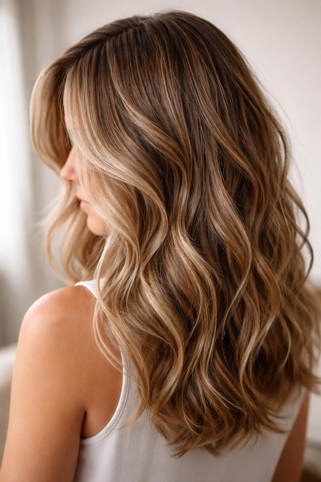 15 Hairstyles That Beautifully Flatter Round Faces 13 Close-up of tousled beach waves hairstyle with side part and natural texture