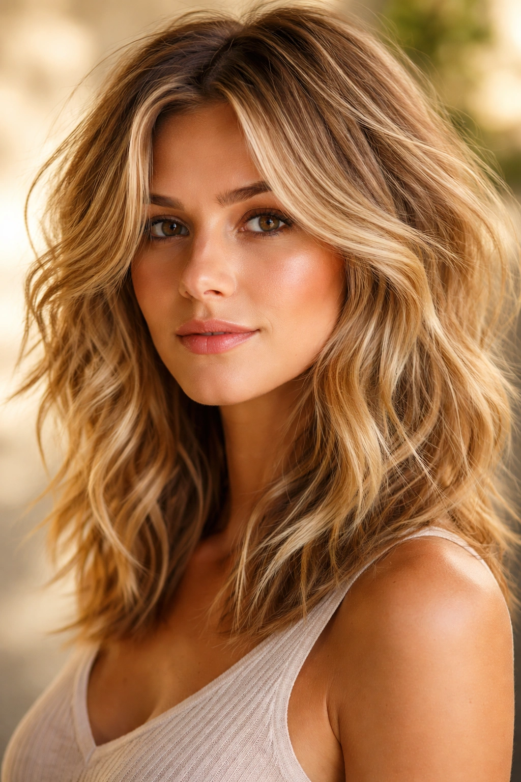 Tousled beachy waves with disconnected layers