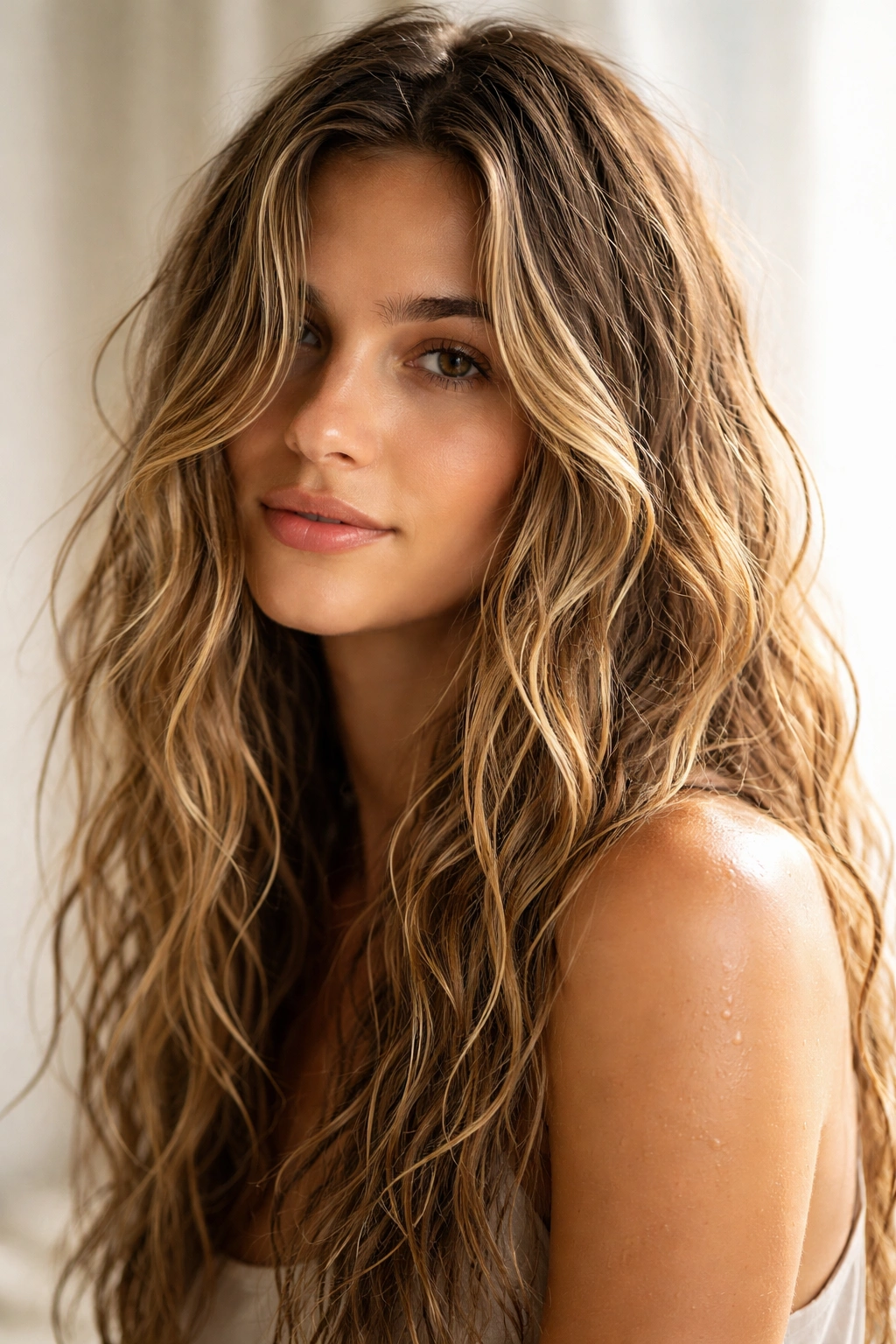 12 Easy Everyday Hairstyles For Naturally Wavy Hair 1 Close-up of wavy hair with beachy texture enhanced by sea salt spray