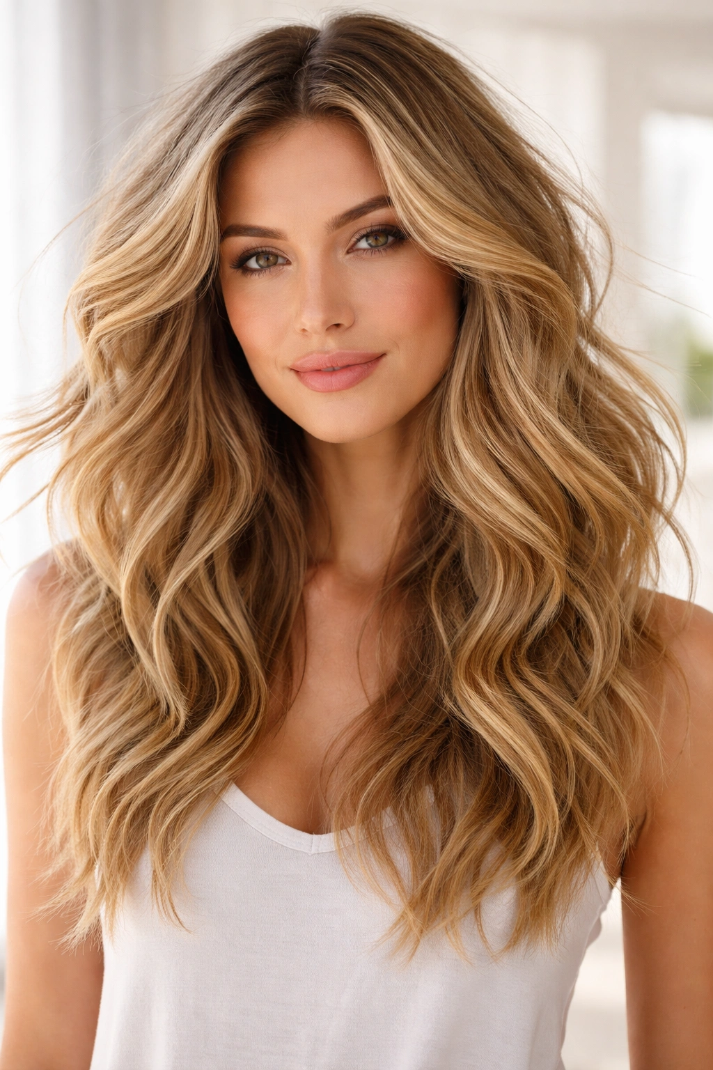 Long hair with beachy waves showcasing effortless texture