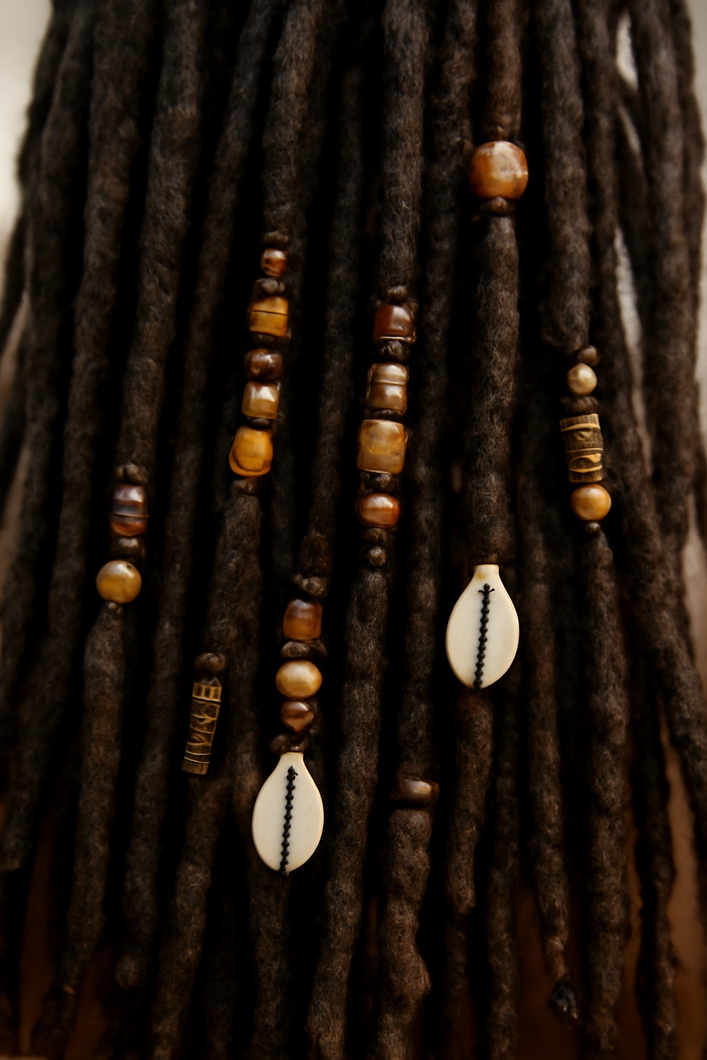18 Dreadlock Styles Sorted From Short to Long 13 Close-up of braided locs with beads along their length