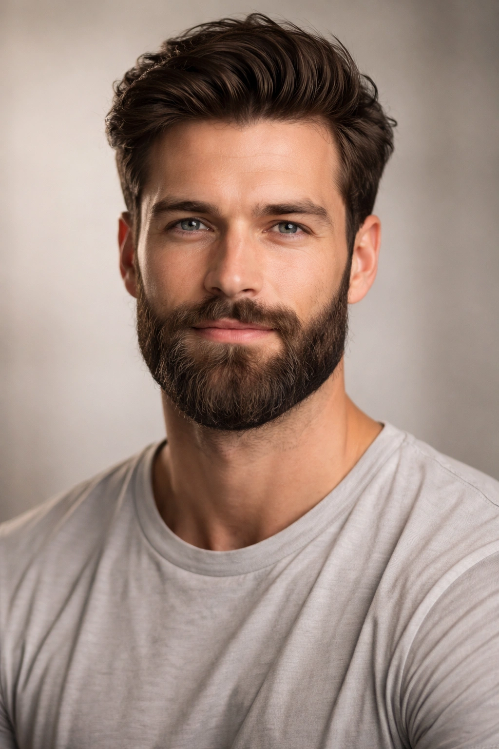 Bearded man with full head of hair illustrating independence of beard growth from baldness
