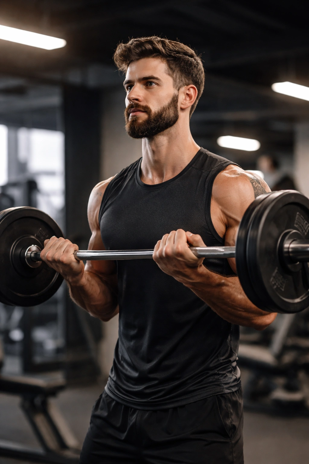 Athletic person lifting weights to symbolize lifestyle impact on beard growth