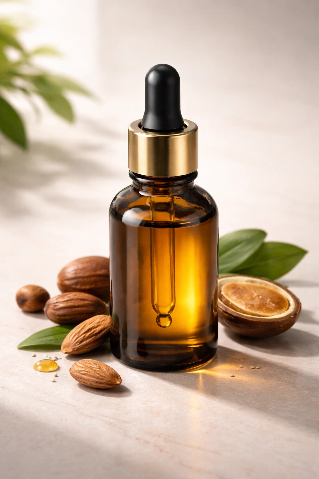 Beard oil product portrait on clean background
