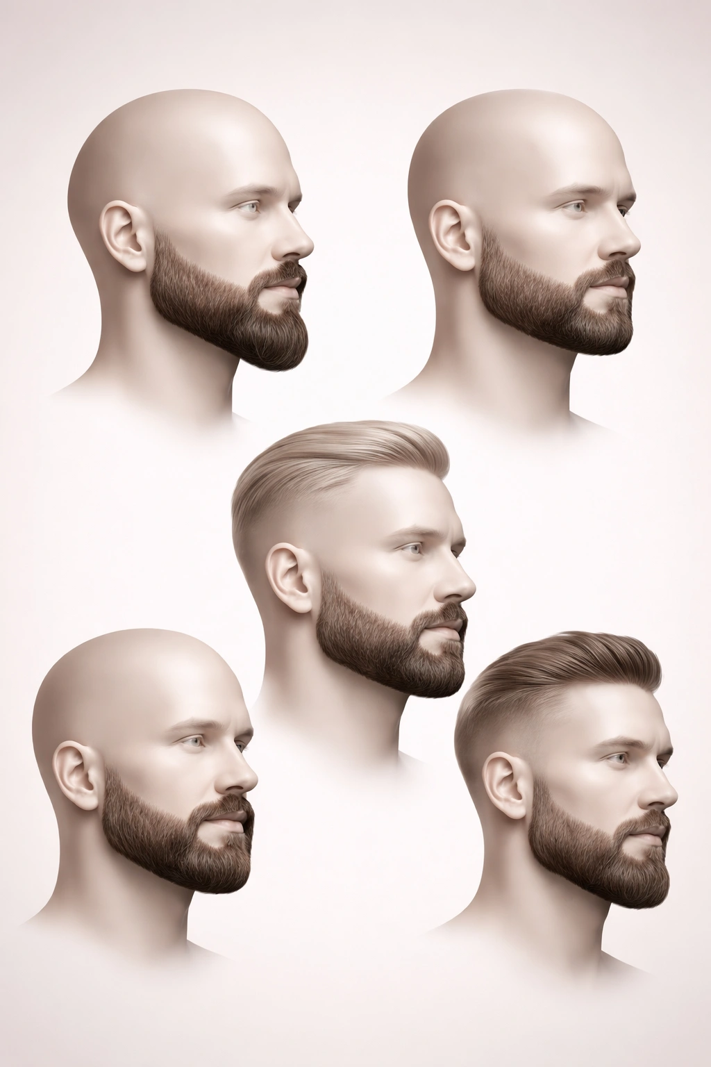 Profile silhouette of head with tailored beard style