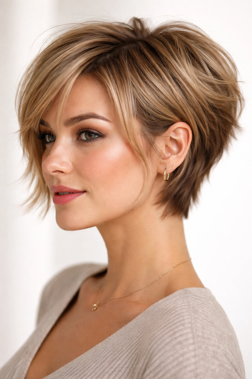 Bixie hairstyle showing longer front pieces and textured back