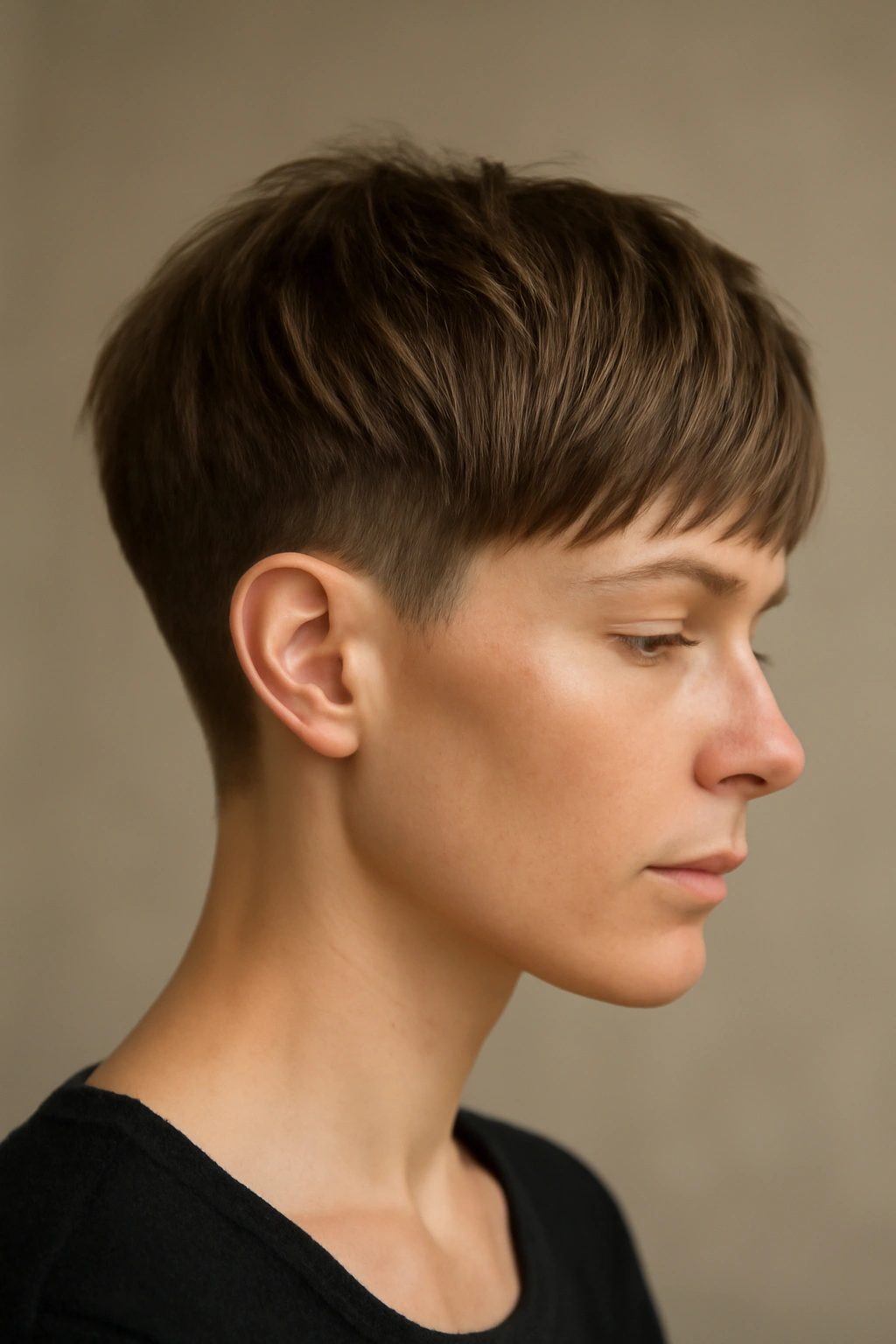 18 Short Bob Cuts For Fine And Thick Hair Alike 16 Side profile of a bixie cut showing longer top and short sides