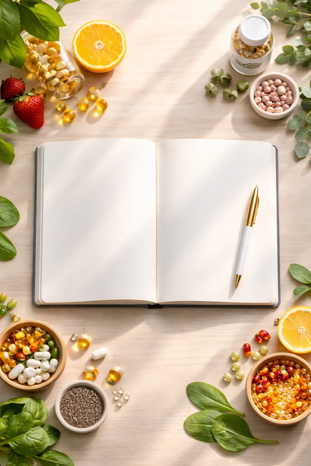 Open notebook with blank pages