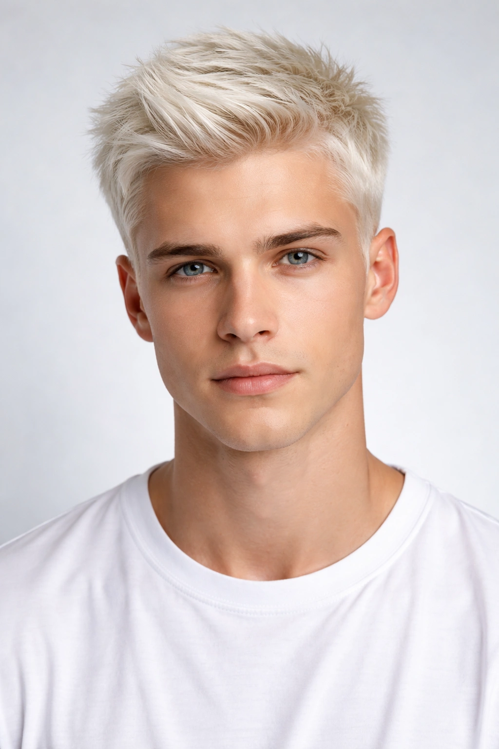 Close-up of platinum bleached blonde hair with even color