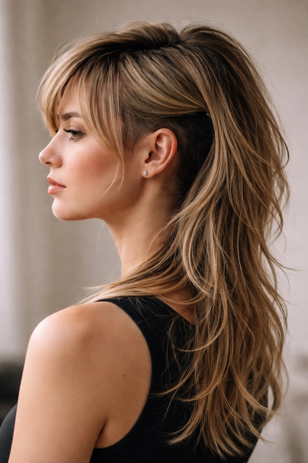 20 Flattering Mullet Cuts Women Are Requesting 5 Blended mullet with hidden undercut visible from the side, back lengthened.
