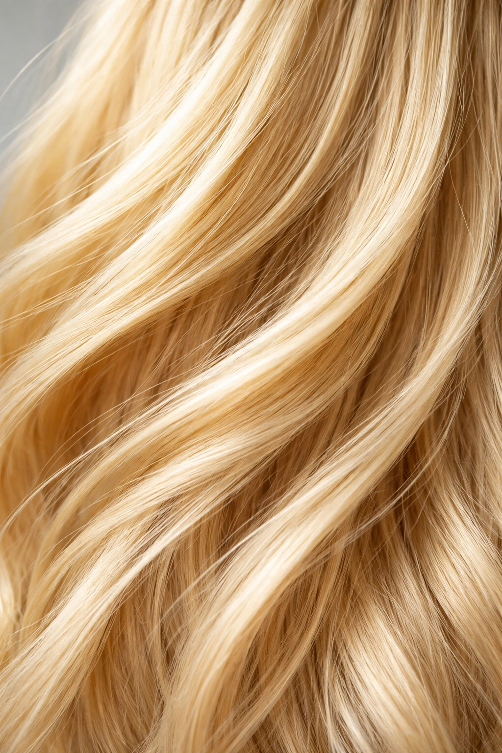Natural blonde hair close-up with pale yellow to golden tones