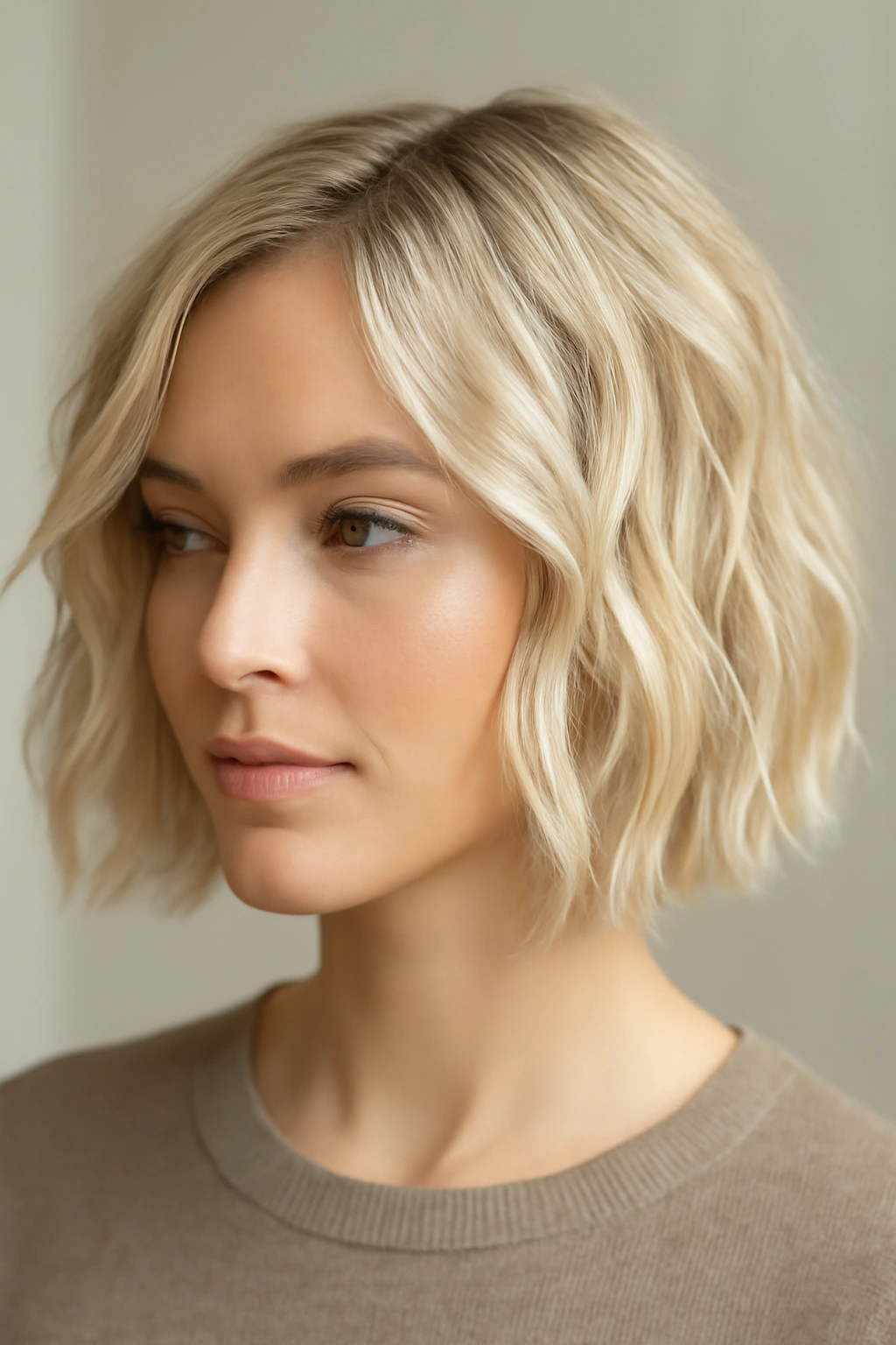 15 Short Blonde Haircuts to Bring to Your Next Appointment 14 Chin-length blonde bob with soft beachy waves and light, airy texture