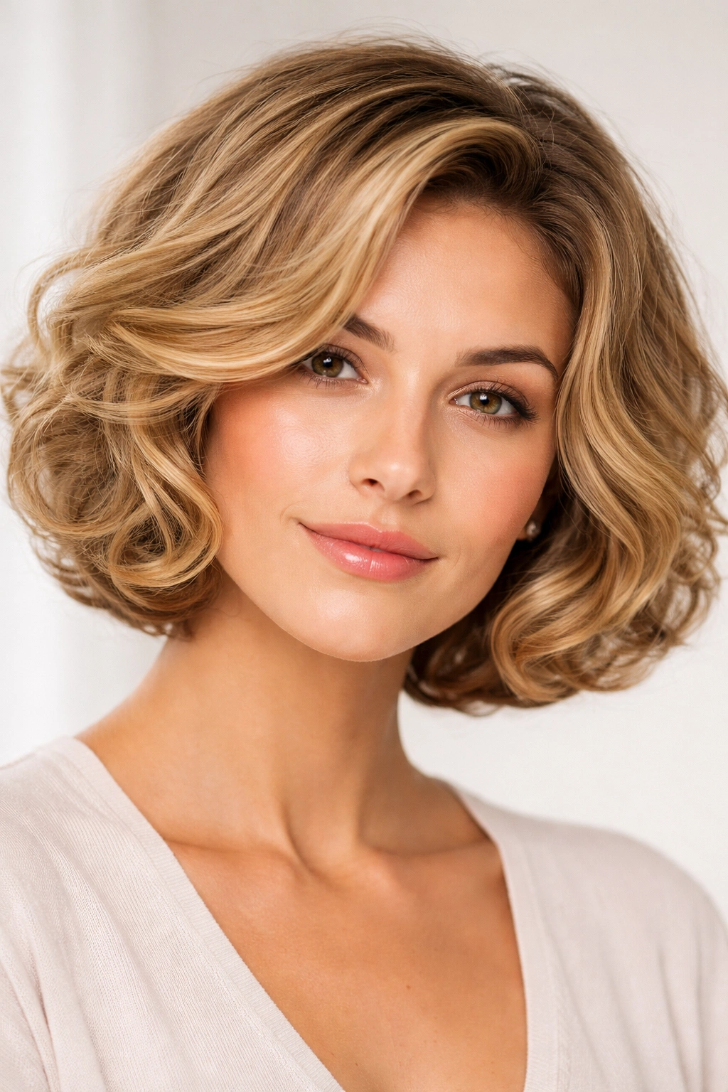 15 Short Bob Styles Sorted By Hair Texture 8 Blowout bob on fine curly hair with defined curls and shine