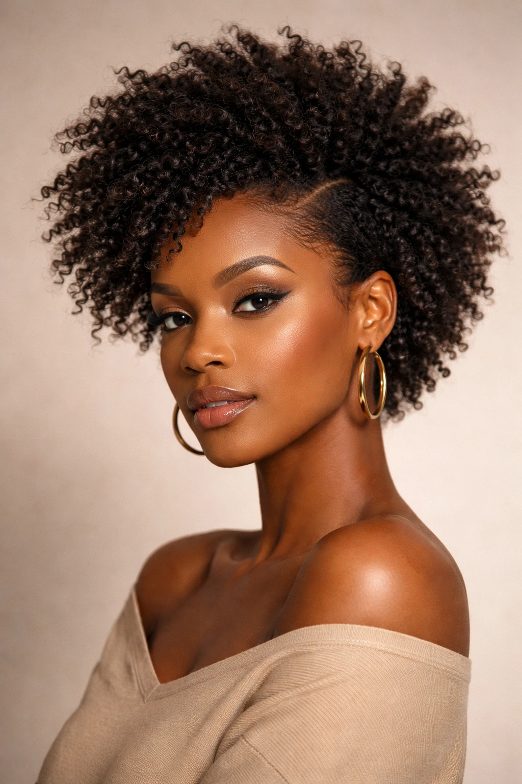 Short blowout crop with elongated textured curls
