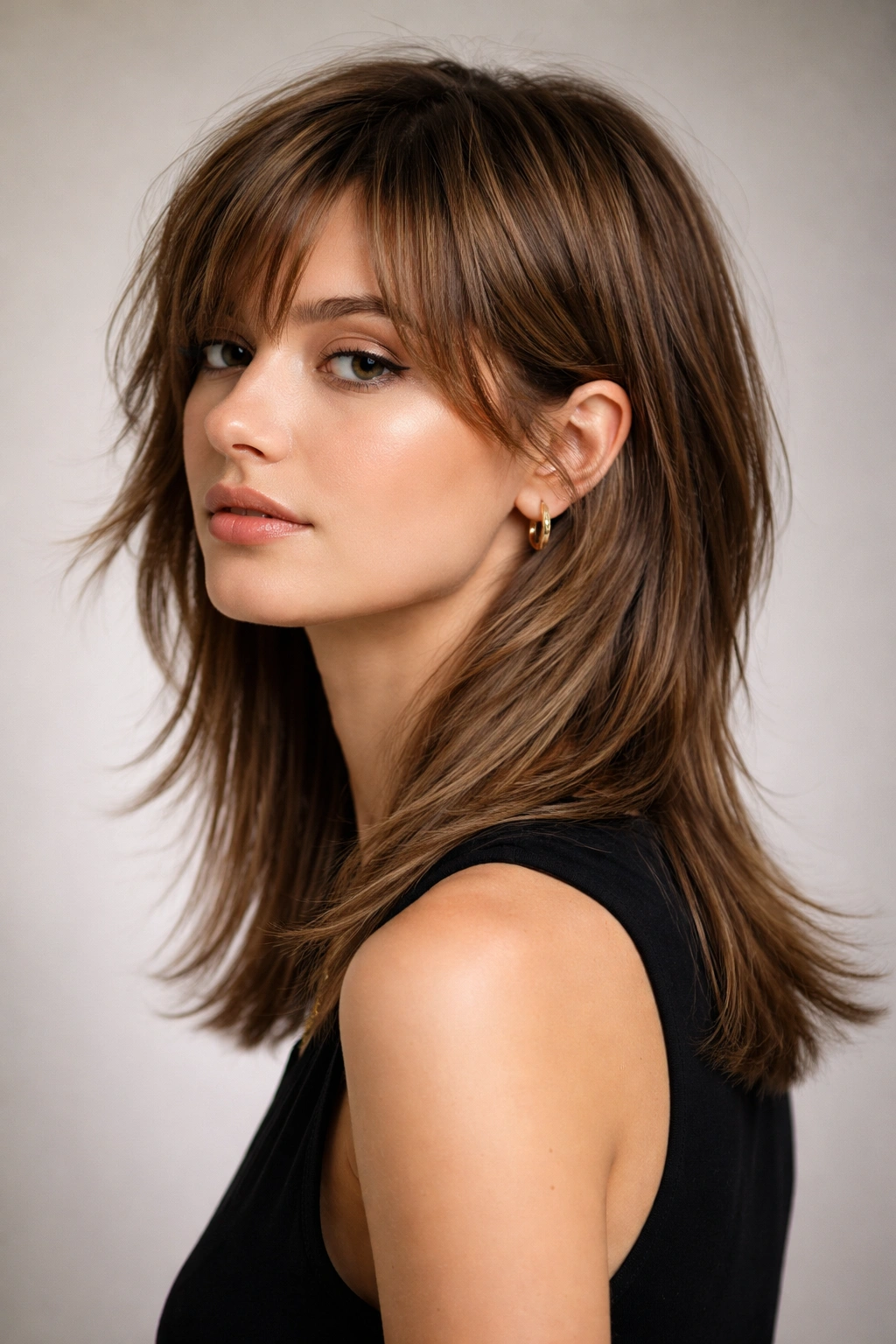 15 Soft Mullet Cuts That Look Good On Almost Anyone 4 Profile view of a person with a blunt-back soft mullet showing blunt back hem and textured front