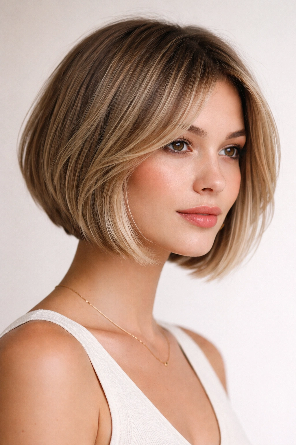 Blunt-back textured-front bob with sharp back and soft front layers