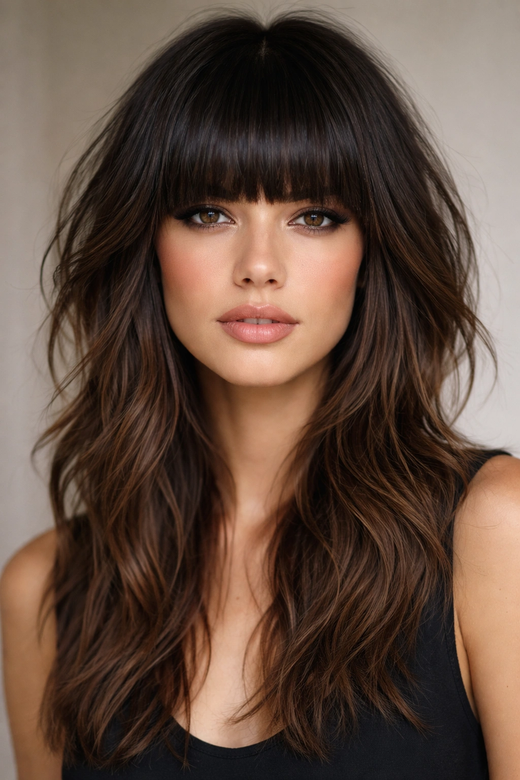 15 Shaggy Haircuts Women Want This Season 9 Blunt-banged shag hairstyle with straight-across bangs and textured layers.