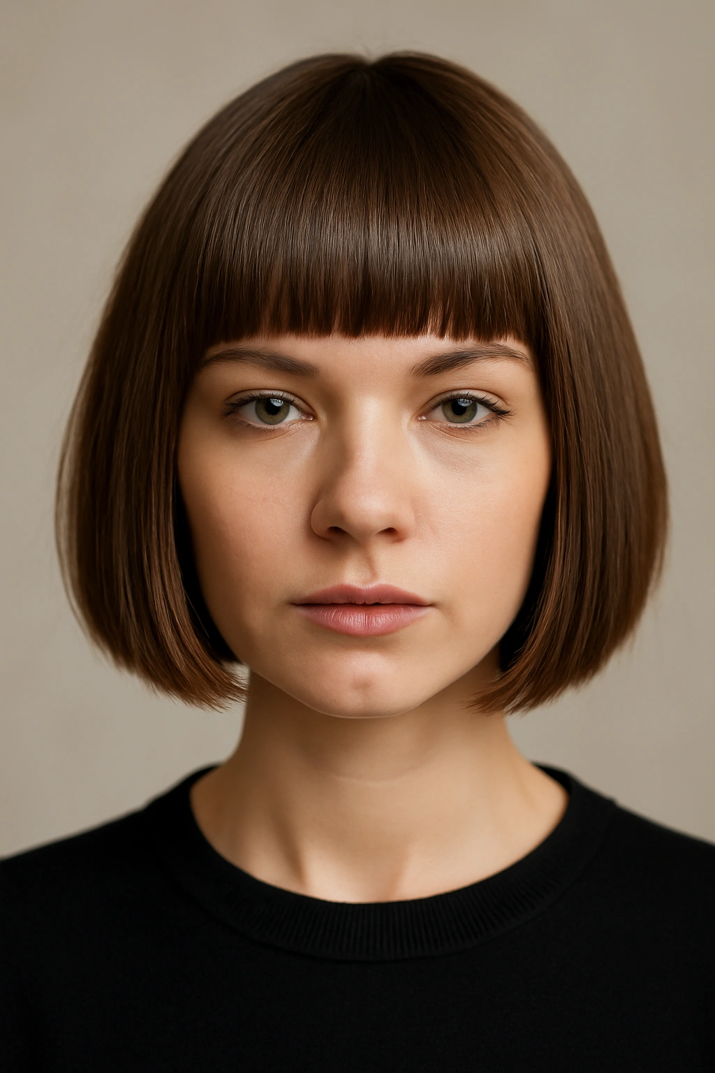 12 Short Layered Haircuts With Bangs That Actually Work 3 Blunt bobbed layers with straight-across bangs