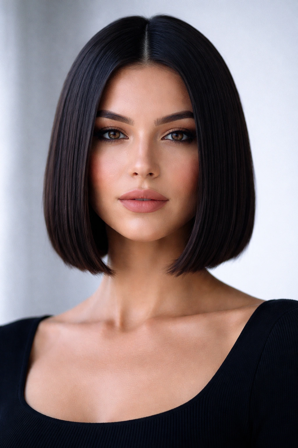 15 Chin Length Haircuts That Slim And Sculpt 3 Sleek blunt bob at chin length with center part and crisp edge