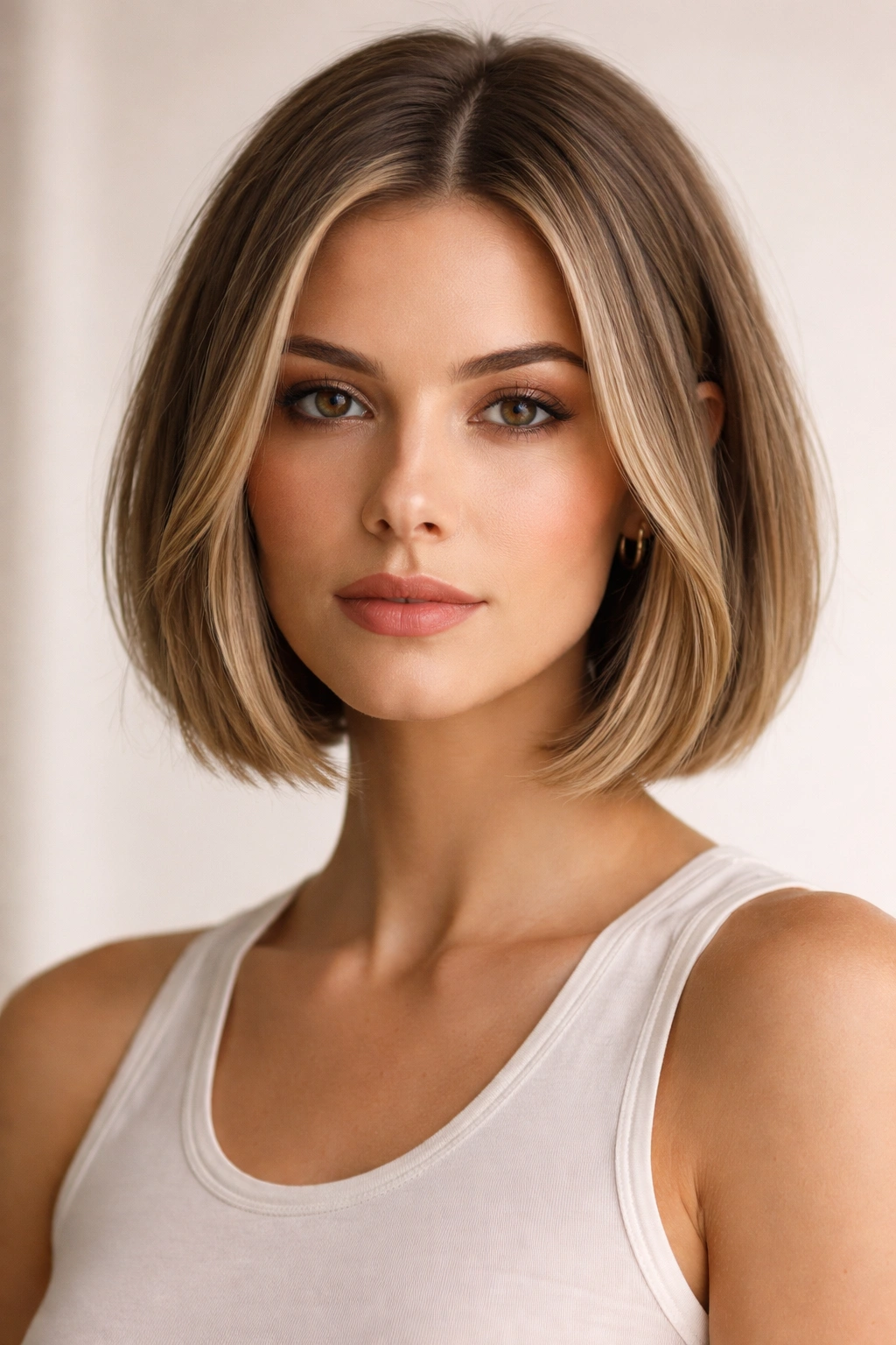 Blunt chin-length bob with subtle layers portrait