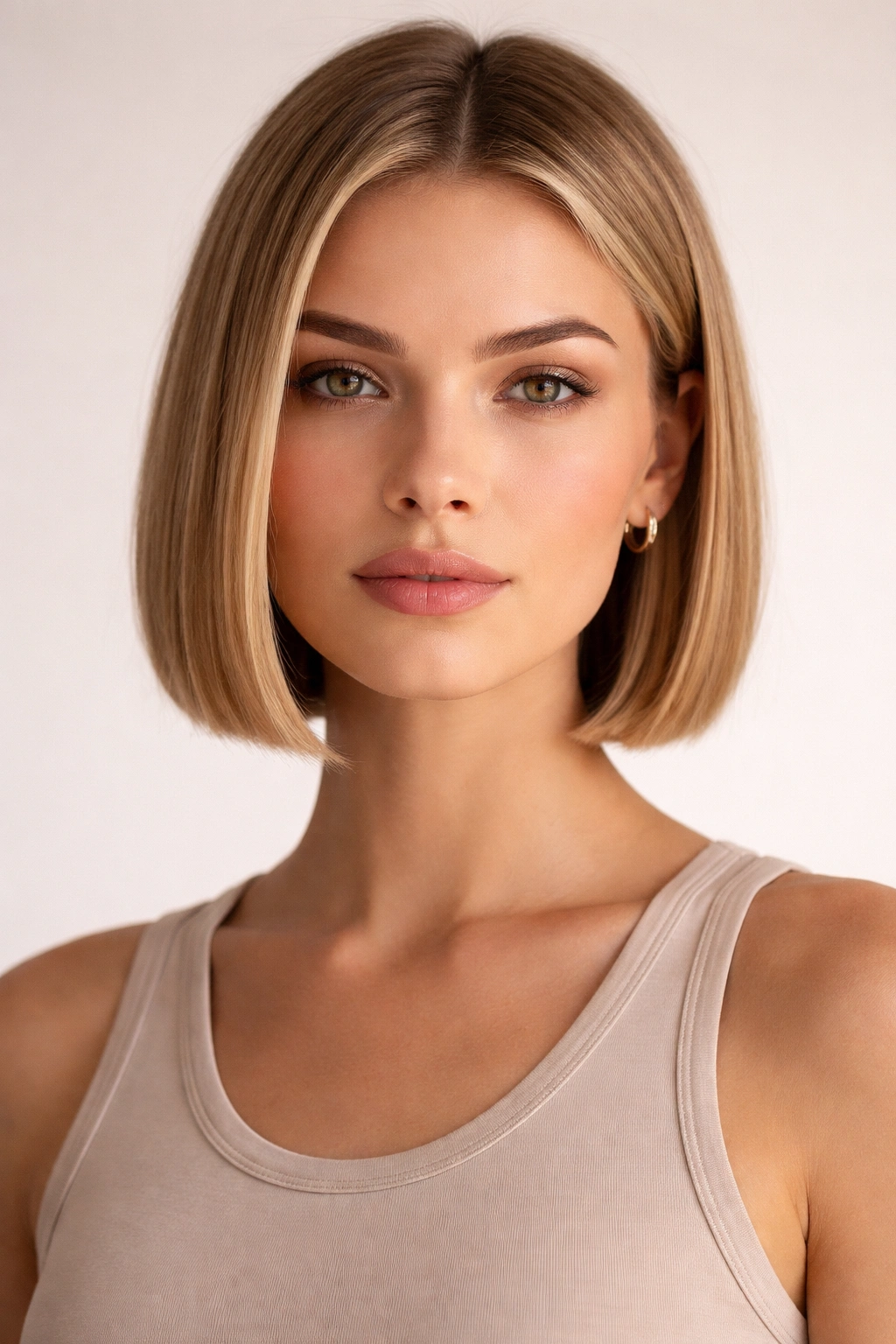 15 Short Haircuts That Look Great Without Bangs 2 Blunt jawline-length bob with a straight, even hem and no bangs