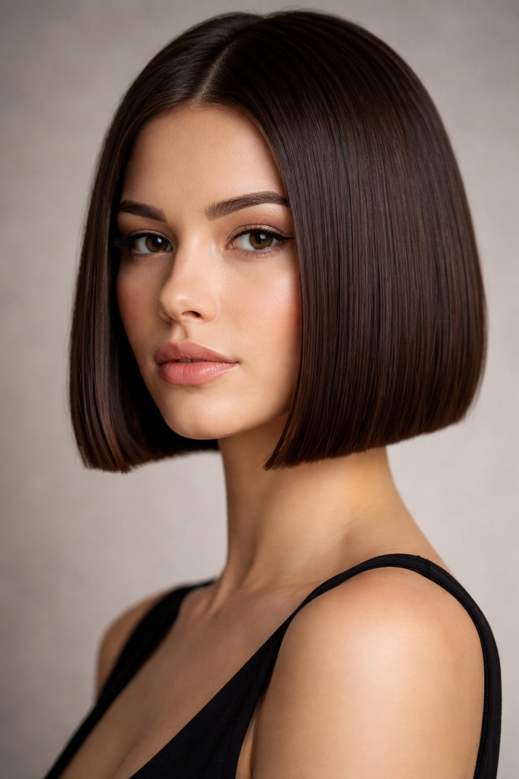 10 Classic Bob Styles That Work At Every Age 1 Close-up of blunt bob hairstyle with a sharp jawline cut