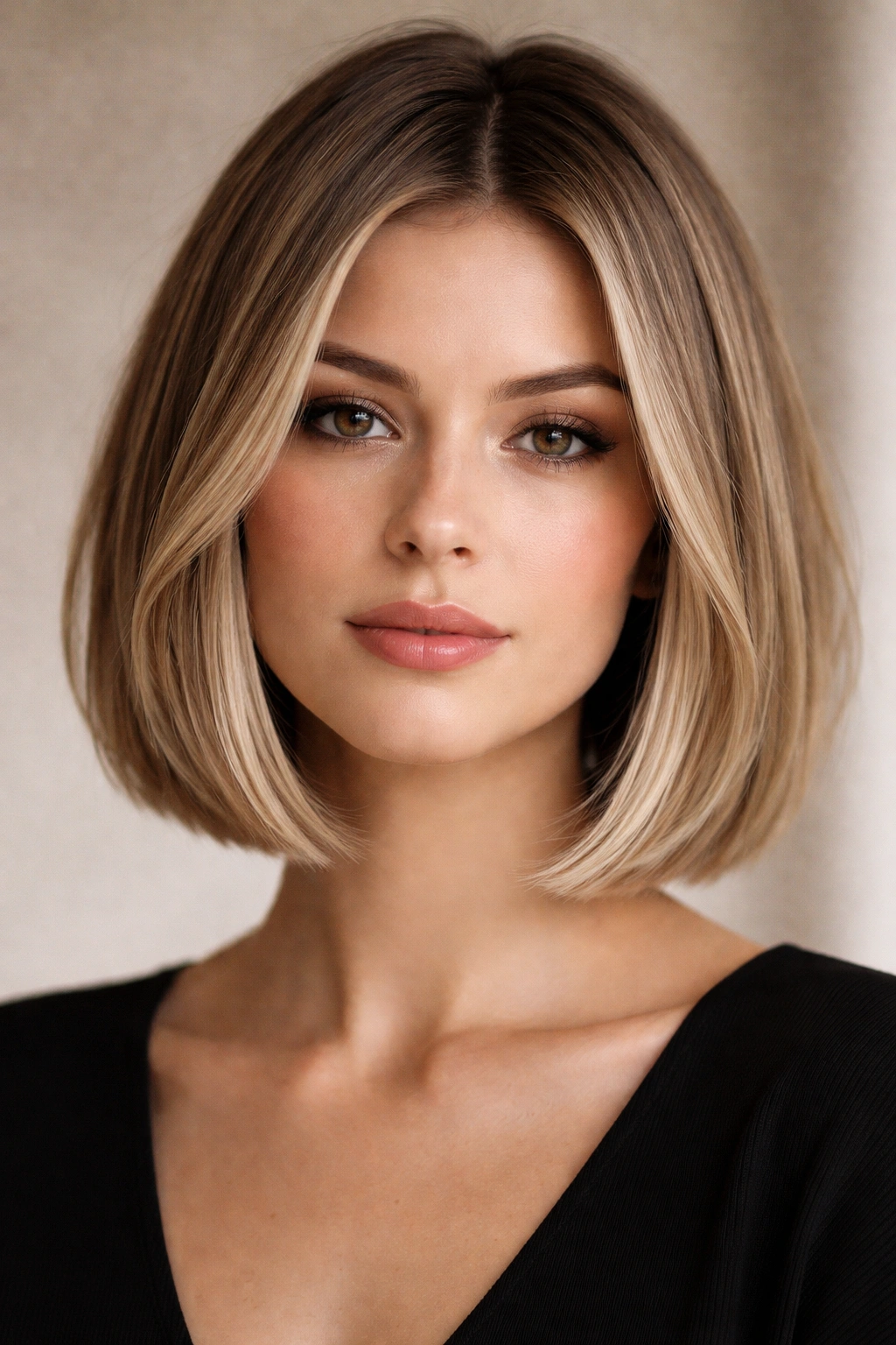 12 Hairstyles That Beautifully Balance A Long Face 1 Blunt bob with longer layers emphasizing jawline width to balance a long face.