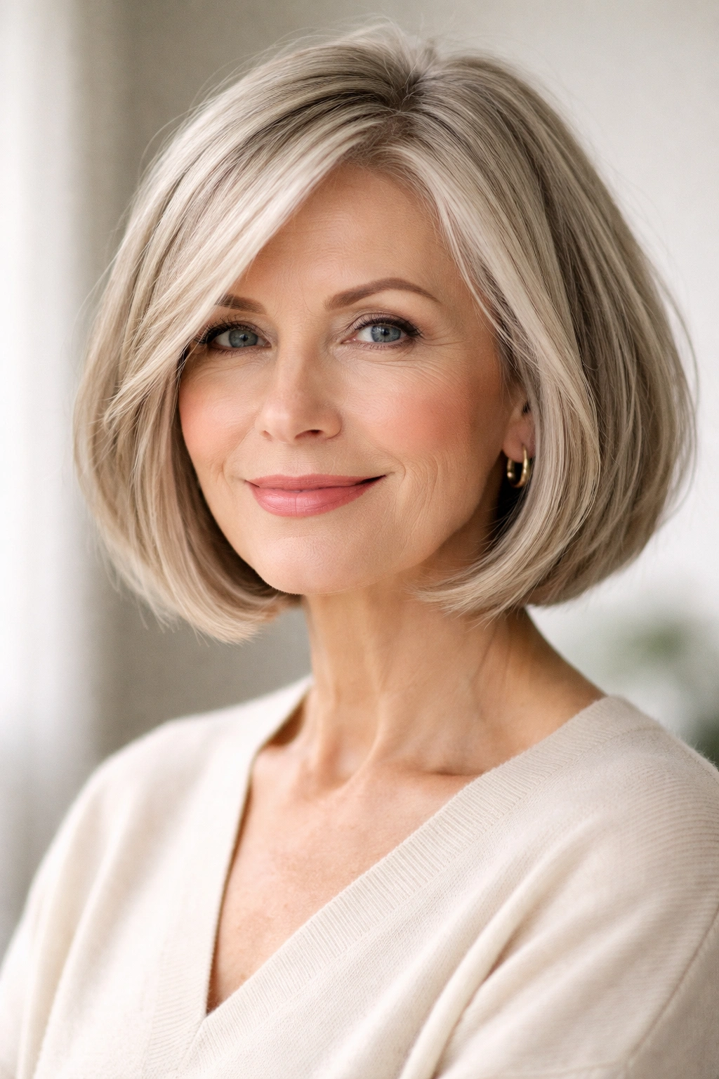 15 Gorgeous Hairstyles For Women Over 65 9 Chin-length blunt bob with movement and subtle layers