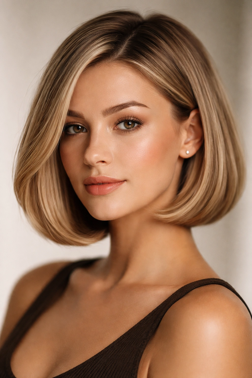 15 Short Haircuts That Soften A Square Jawline 15 Portrait of a person with blunt bob and rounded ends with soft waves