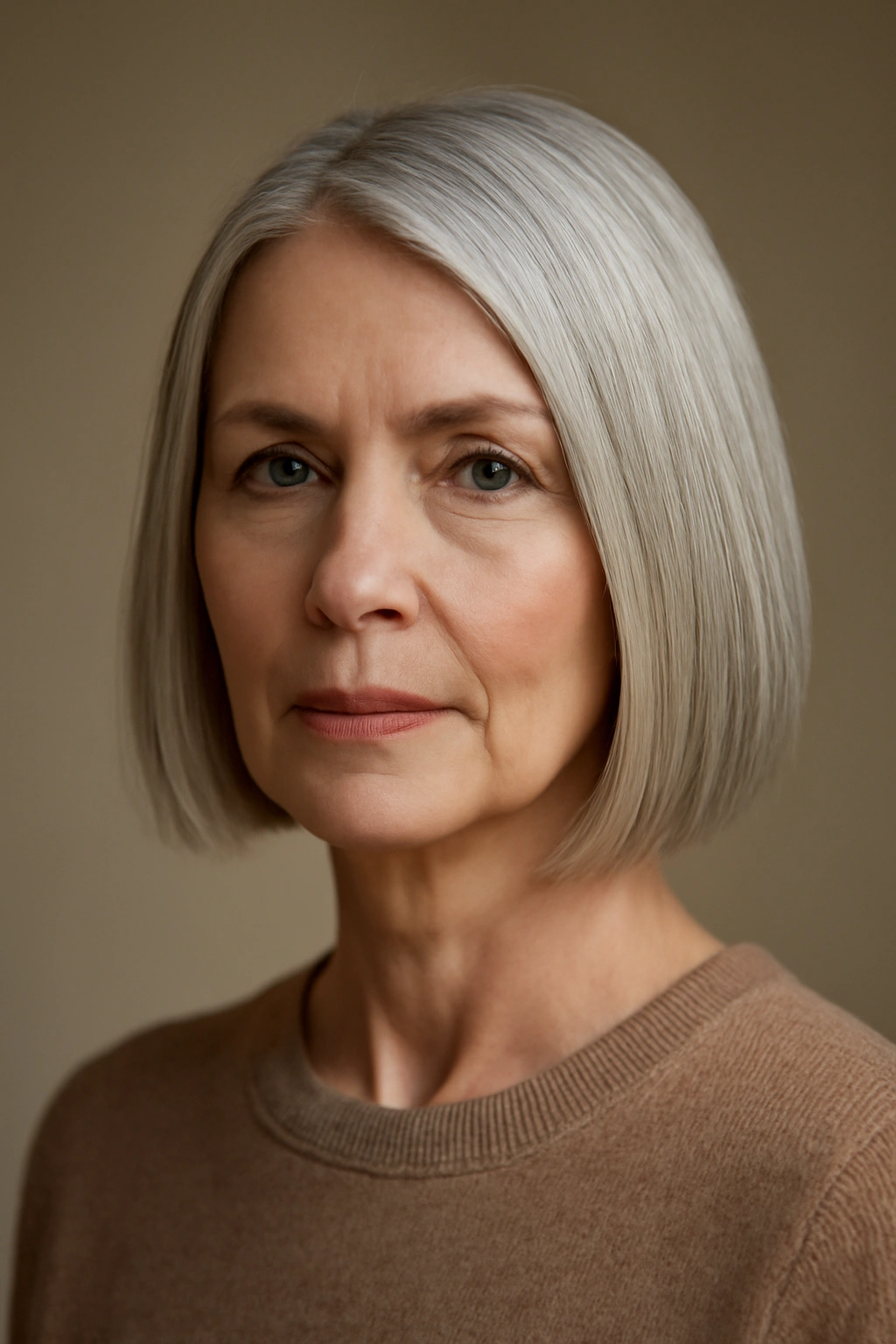 15 Modern Hairstyles for Older Women With Great Style 5 Blunt bob with a crisp chin-length line and smooth texture