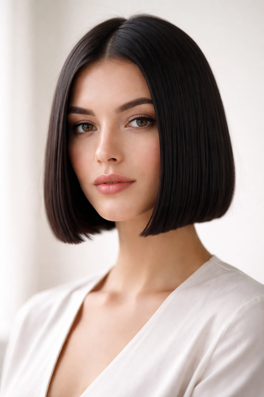 25 Medium Length Hairstyles For Women On The Go 2 Sleek blunt bob with crisp edge and smooth shine