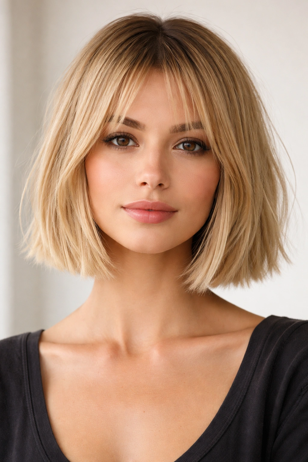 Blunt bob hairstyle with textured ends and soft movement