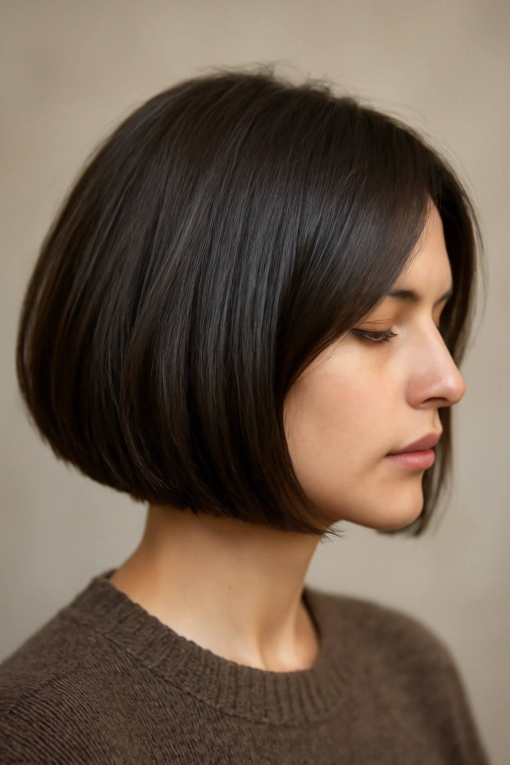 20 Layered Haircuts Sorted by Length and Hair Type 4 Blunt bob with internal layers on thick straight hair showing depth