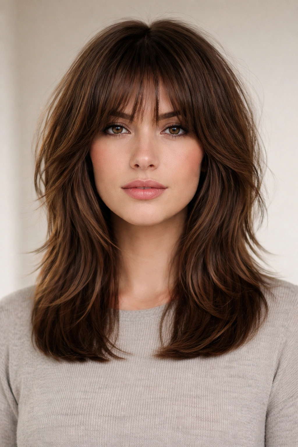 Blunt-bottom shag with defined blunt ends and textured crown