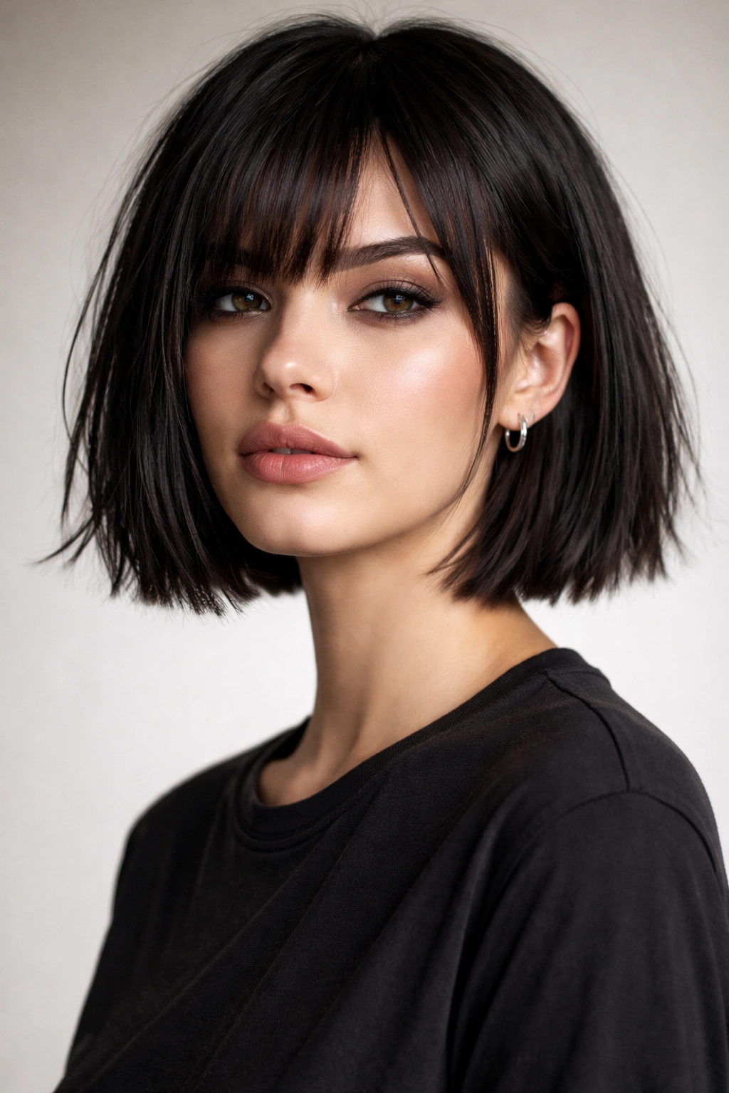 12 Edgy Bob Cuts For Women Who Love Bold Hair 11 Portrait of a person with a blunt choppy bob and textured ends.