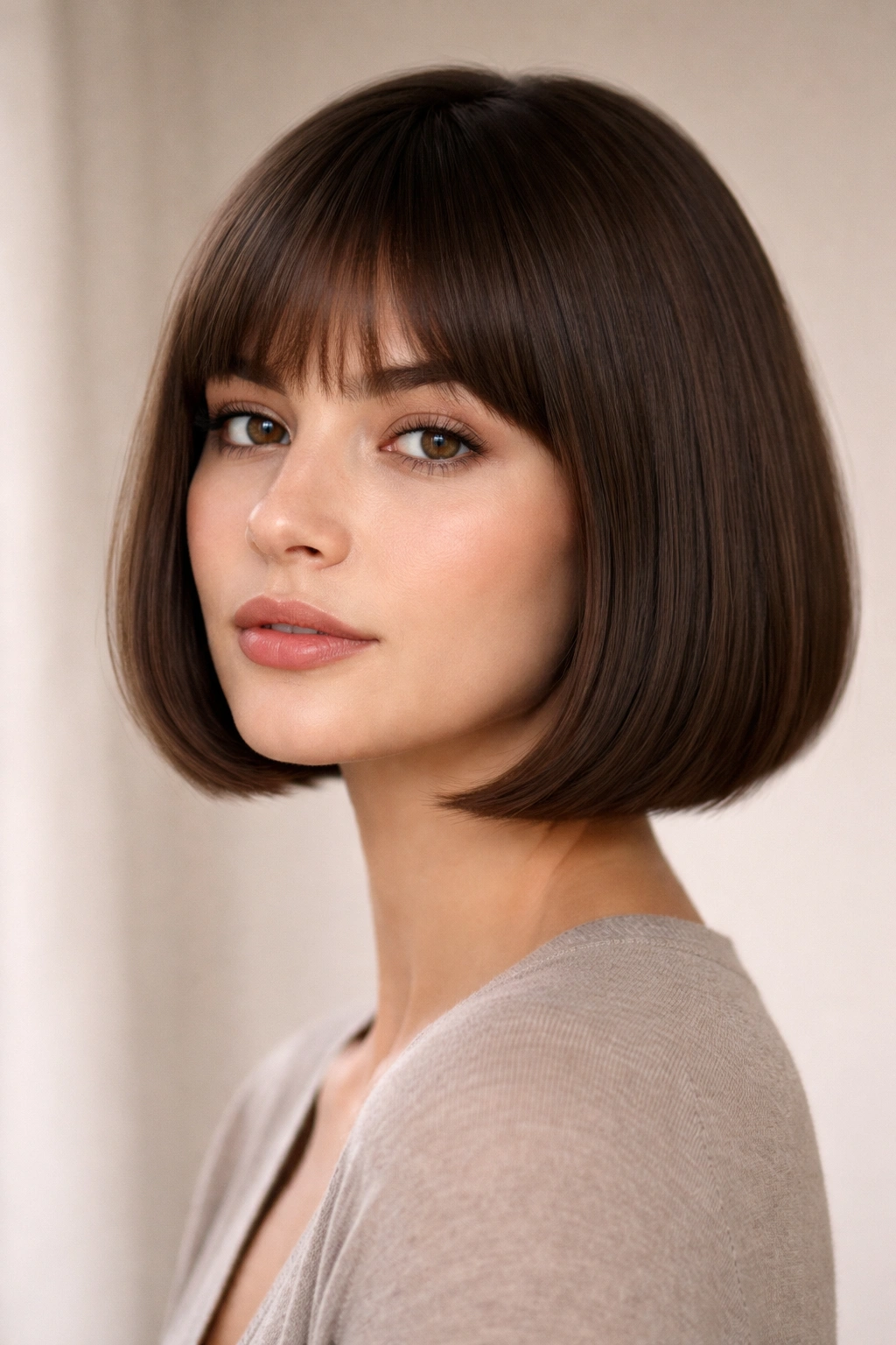 15 Short Low Maintenance Cuts For A Busy Life 2 Close-up portrait of a blunt crop with rounded edges hairstyle