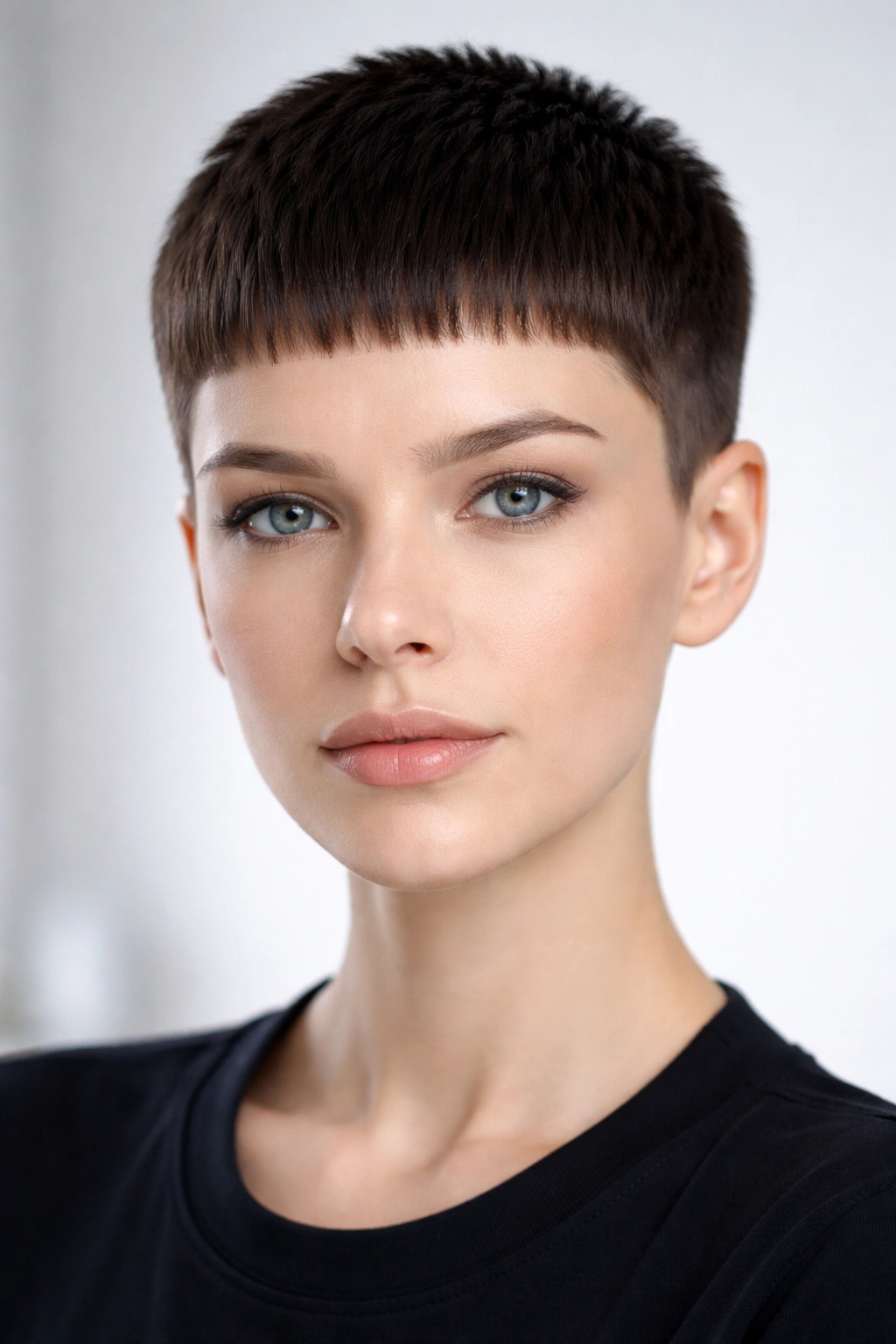 Blunt crop with sharp lines and minimal styling